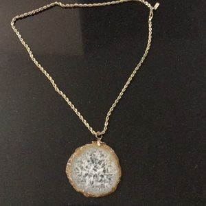 18K plated chain necklace with polished gem stone.